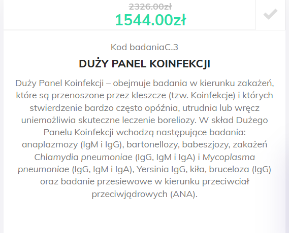 Diagnostyka boreliozy: pakiet/ panel koinfekcji boreliozy